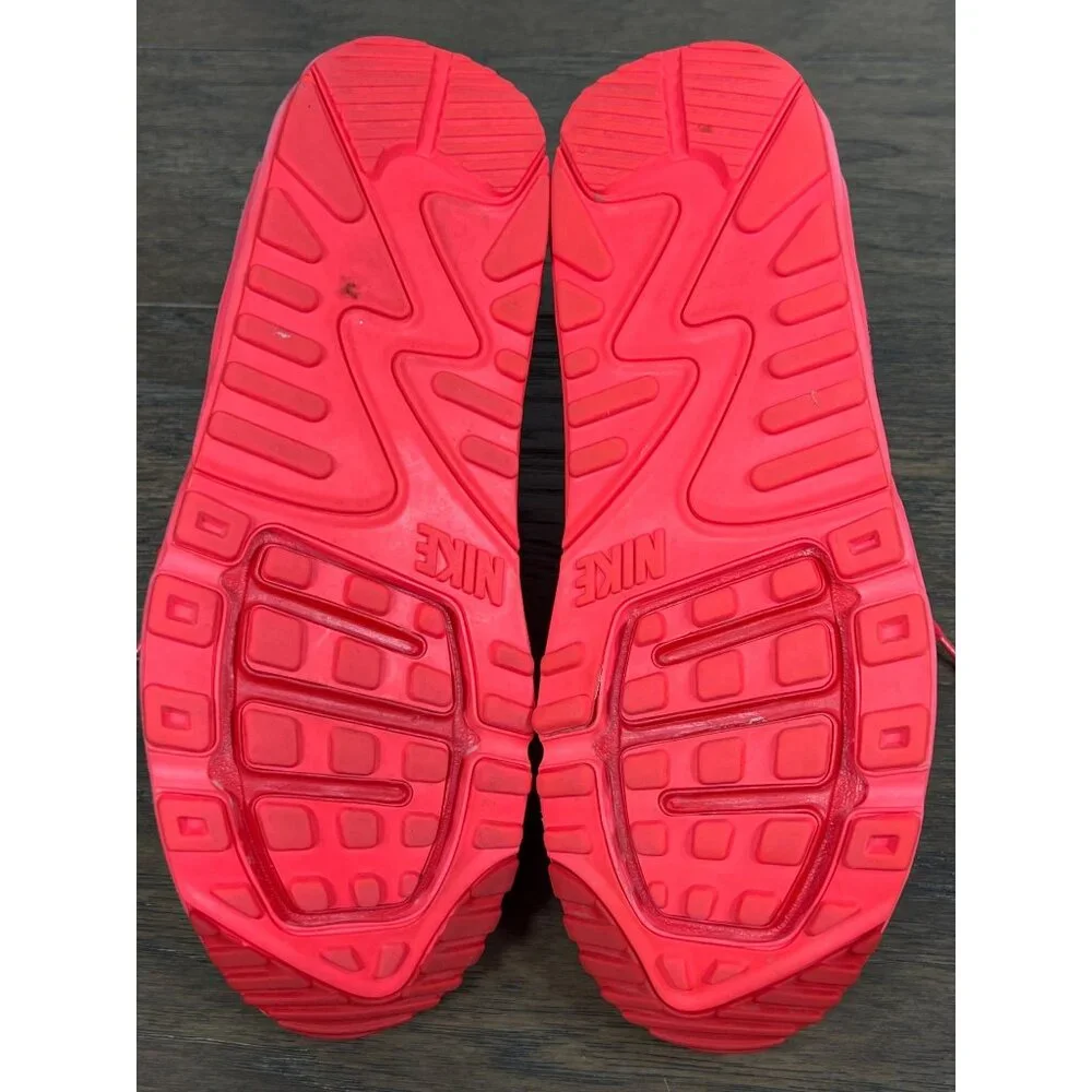 NIKE Air Max Lunarlon Running Shoes Fluorescent Pink Gray Ladies US Sz 9 EUC
